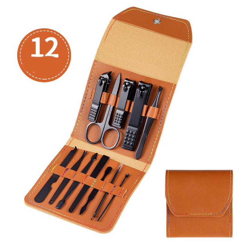 LuxuryGlow Professional Stainless Steel Manicure & Pedicure Set with Leather Case