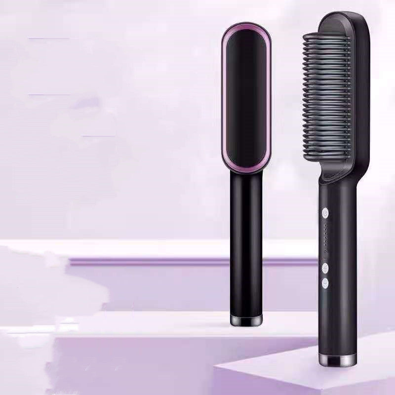 LuxuryGlow 2-in-1 Hair Straightener & Hot Comb – Negative Ion Curling Brush