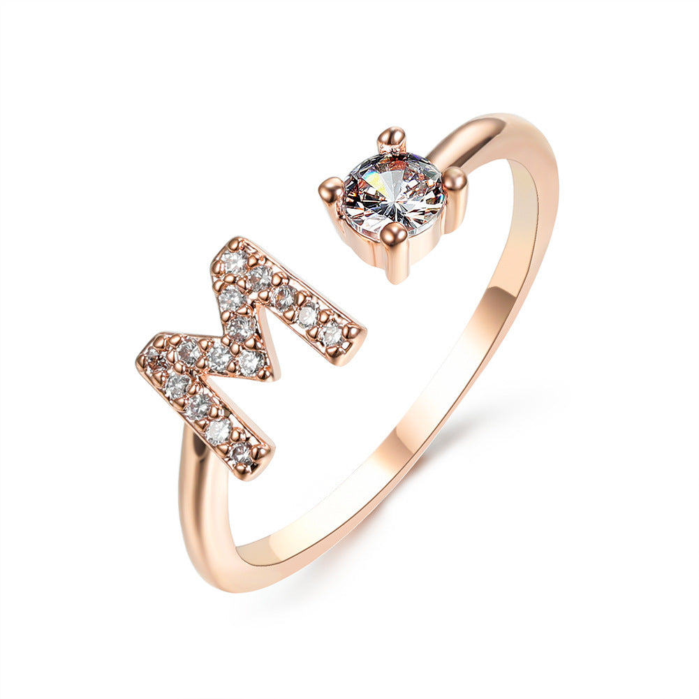 New Design Adjustable 26 Initial Letter Ring Fashion Jewelry For Women Simple Elegant Jewelry - LUXURY GLOW