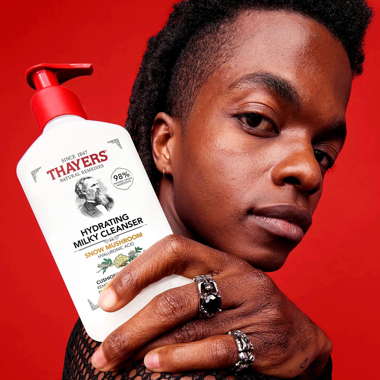 THAYERS Milky Hydrating Face Cleanser with Snow Mushroom & Hyaluronic Acid | Gentle, Fragrance-Free Facial Wash for Dry & Sensitive Skin, 8 FL Oz