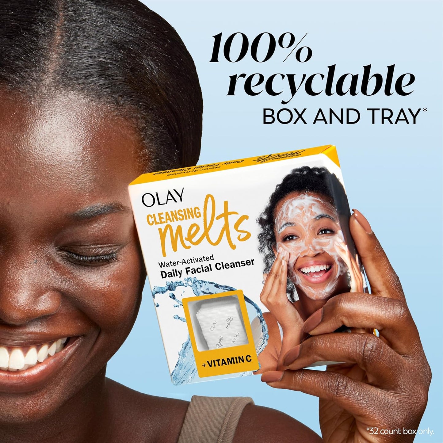Olay Cleansing Melts with Vitamin C – Water-Activated Face Cleanser Pads for All Skin Types, 12 Count