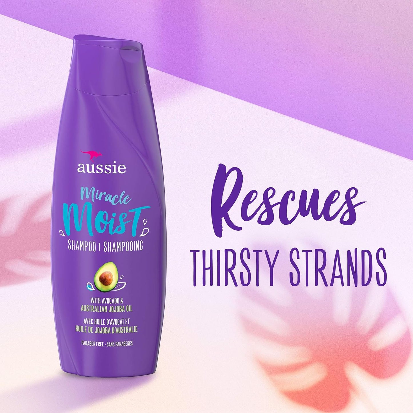 Aussie Miracle Moist Shampoo & Conditioner Set | Hydrating Hair Care with Avocado & Jojoba Oil for Dry Hair (12.1 fl oz, 2-Pack)