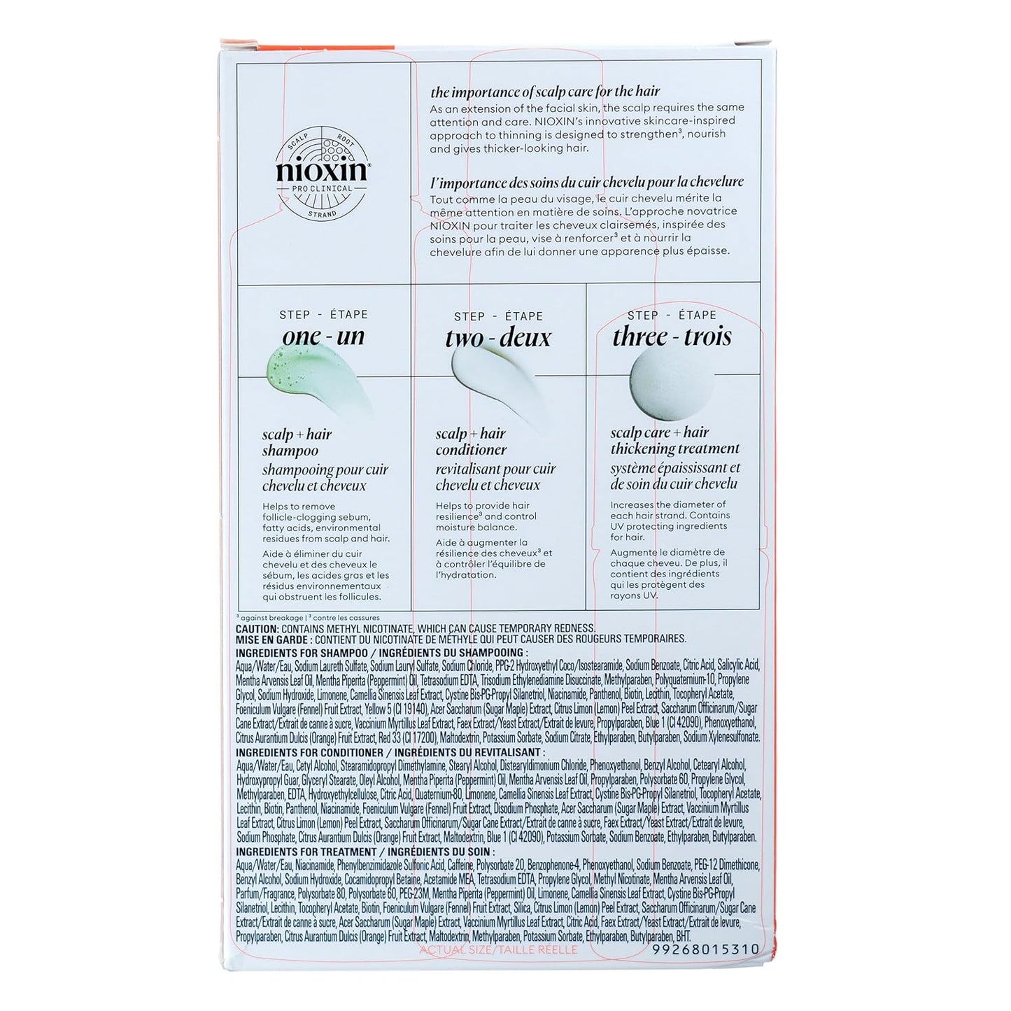 Nioxin Scalp + Hair Thickening System Kit | Strengthen & Boost Density with Niacinamide & Biotin | For Natural, Colored & Thinning Hair | 1 Month Supply