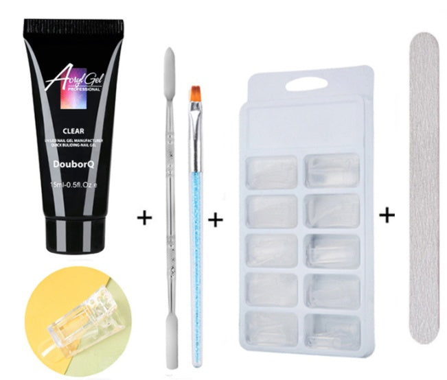 DouborQ DIY Nail Art Extension Kit – Gel Polish, Brushes & Nail Stickers Set