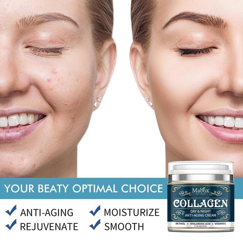 Crema hidratante antiedad con colágeno Mabox: cuidado facial y de cuello de día y de noche