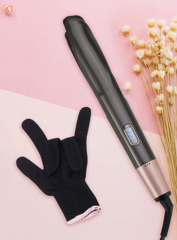 Plancha y rizador de pelo LuxuryGlow 2 en 1: rizador para uso en seco y húmedo con pantalla LCD