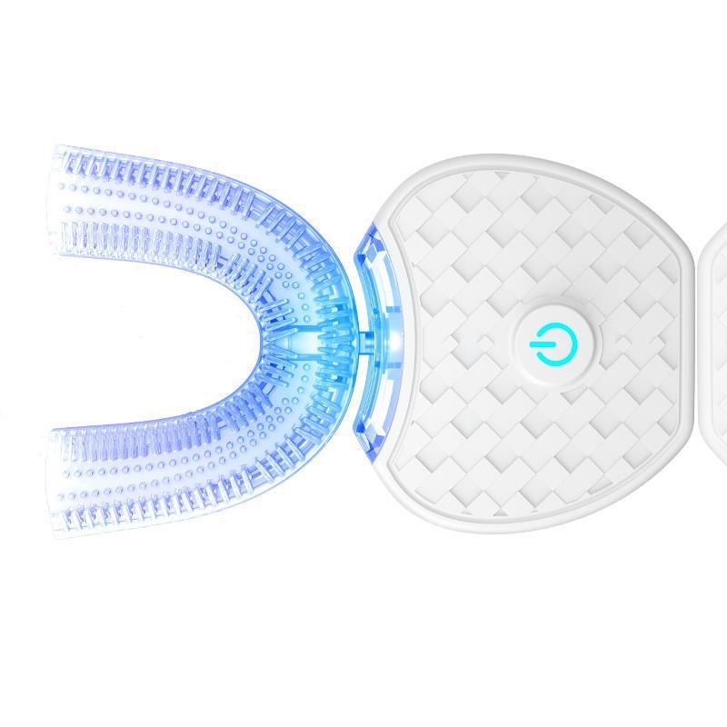 Cepillo de dientes eléctrico automático LuxuryGlow 360°: en forma de U, luz azul, resistente al agua y recargable por USB.