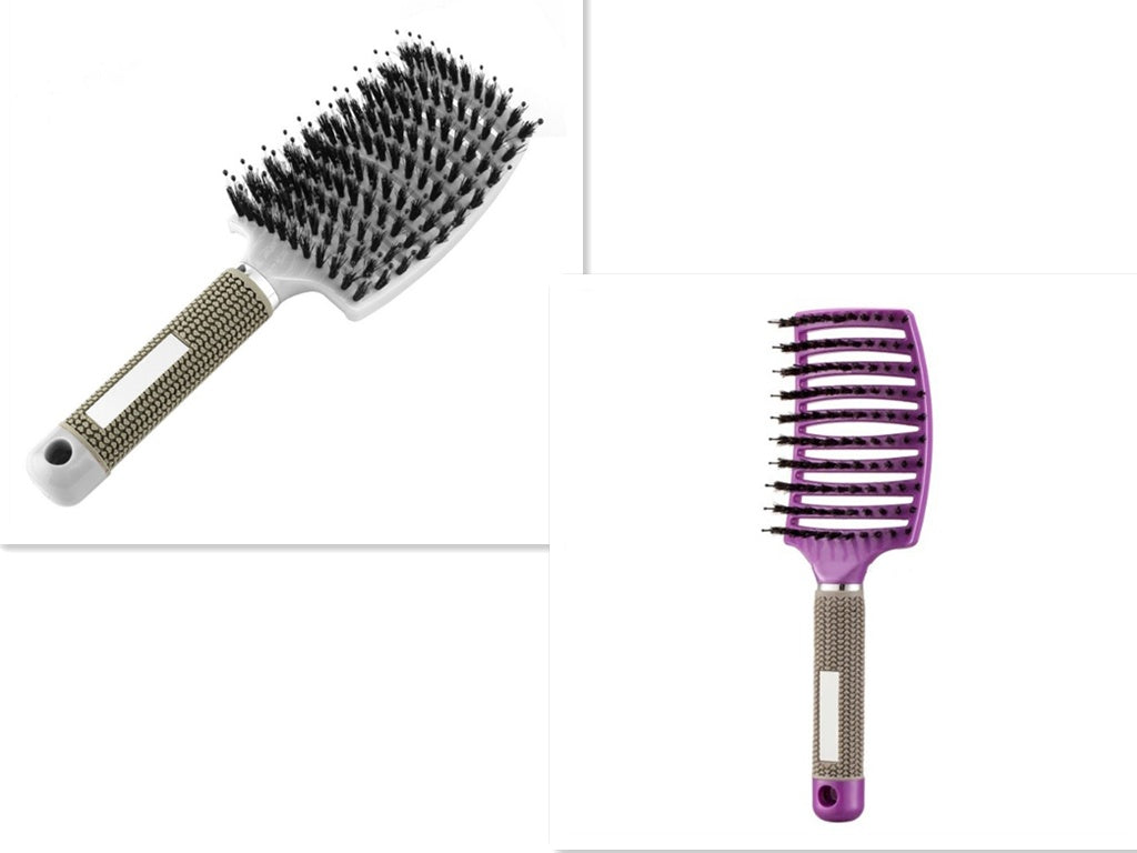 Cepillo desenredante antienredos LuxuryGlow: masajeador del cuero cabelludo y peine de cerdas para mujeres