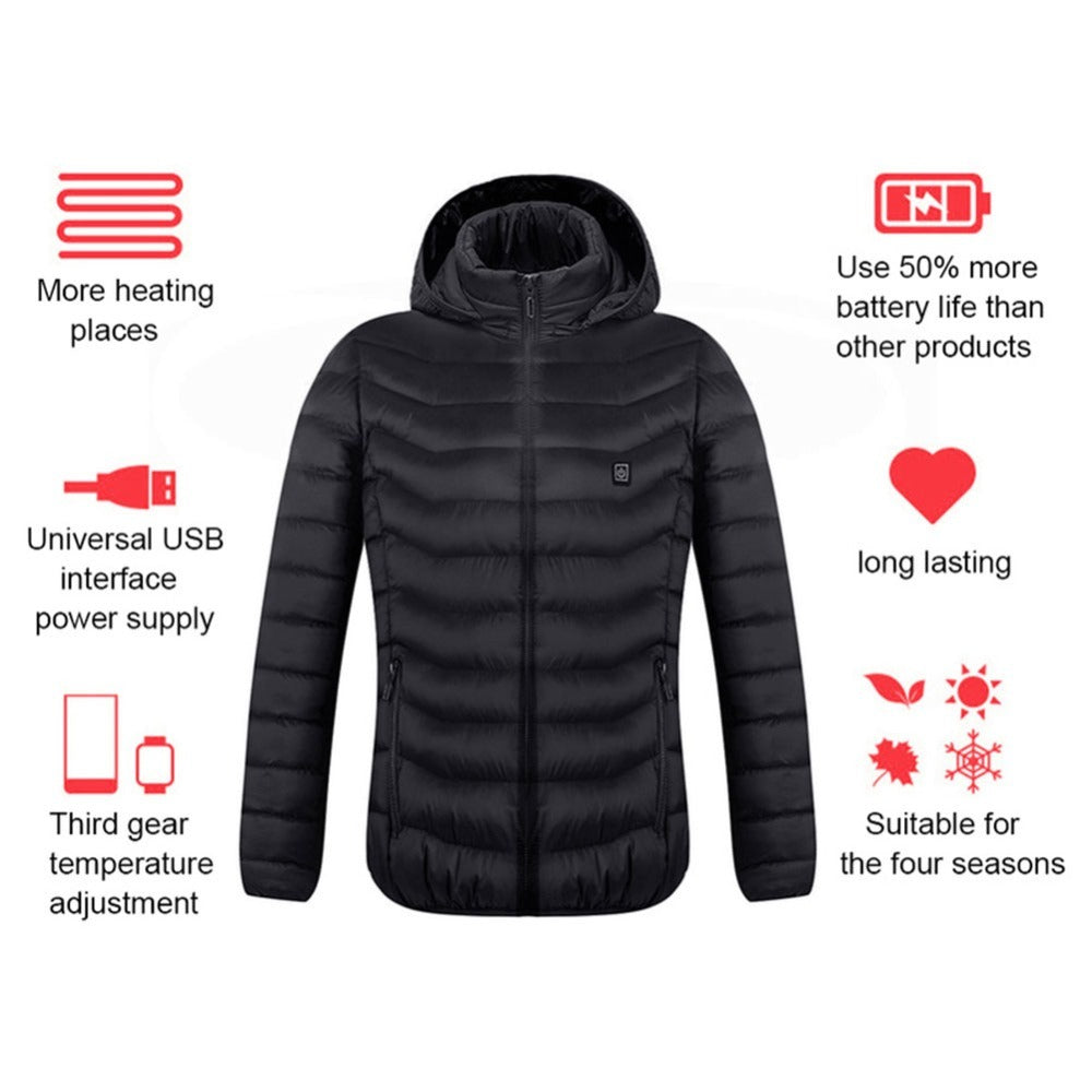 New Heated Jacket Coat USB Electric Jacket Cotton Coat Heater Thermal Clothing Heating Vest Men's Clothes Winter - LUXURY GLOW