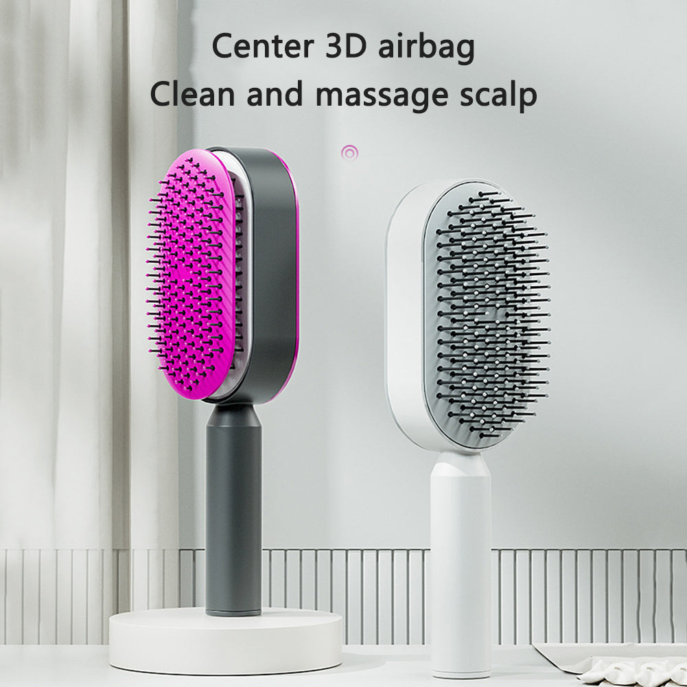 Self-Cleaning Hair Brush - Air Cushion Scalp Massager & Anti-Static - LUXURY GLOW