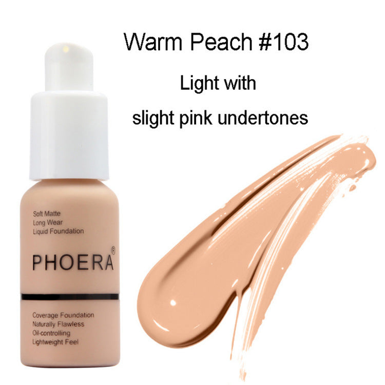 Base correctora mate con control de aceite PHOERA: acabado natural y cobertura duradera