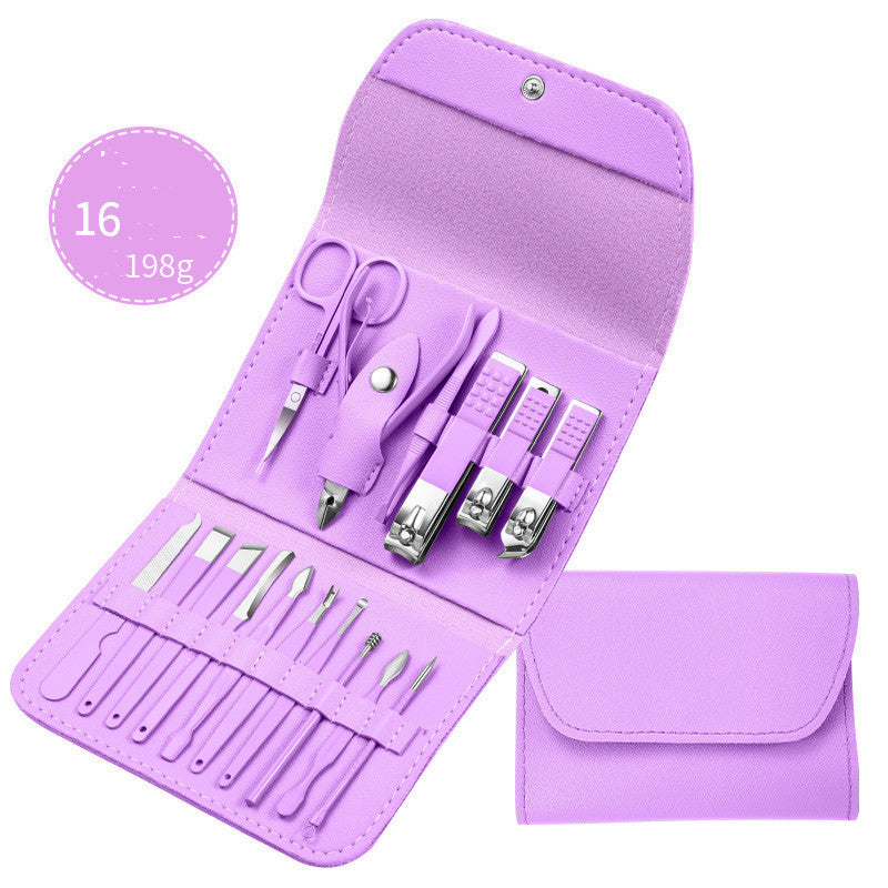 LuxuryGlow Professional Stainless Steel Manicure & Pedicure Set with Leather Case