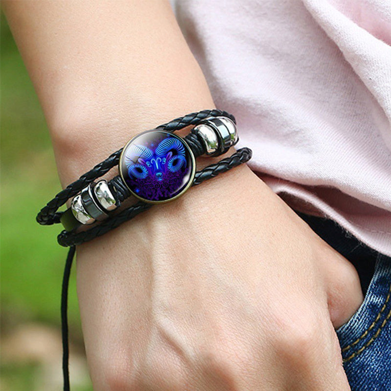 Pulsera luminosa LuxuryGlow de las 12 constelaciones: joyería unisex del zodiaco que brilla en la oscuridad