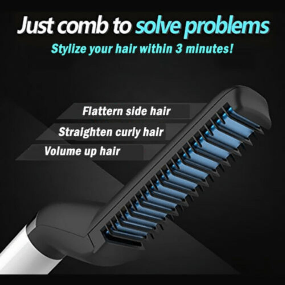 LuxuryGlow Men’s Electric Hair & Beard Straightener – Quick Styling Comb Brush
