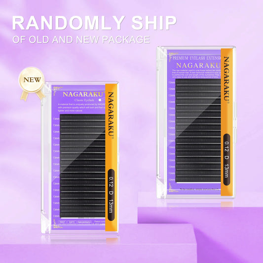 رموش NAGARAKU الكلاسيكية السوداء غير اللامعة المكونة من 16 صفًا - مظهر طبيعي