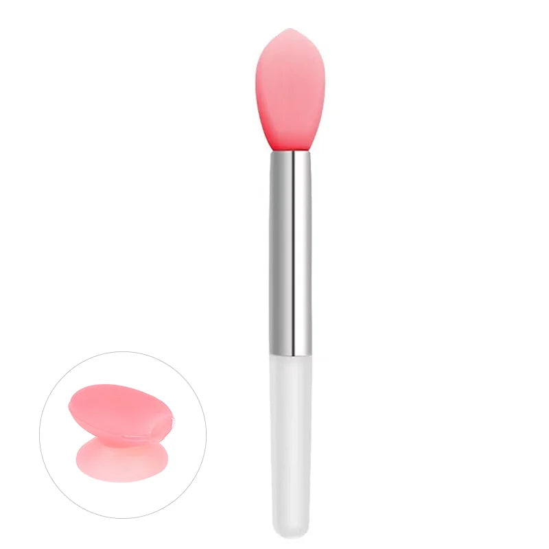 Aplicador de mascarilla labial de silicona LuxuryGlow con funda: cepillo higiénico para bálsamo labial y mascarilla