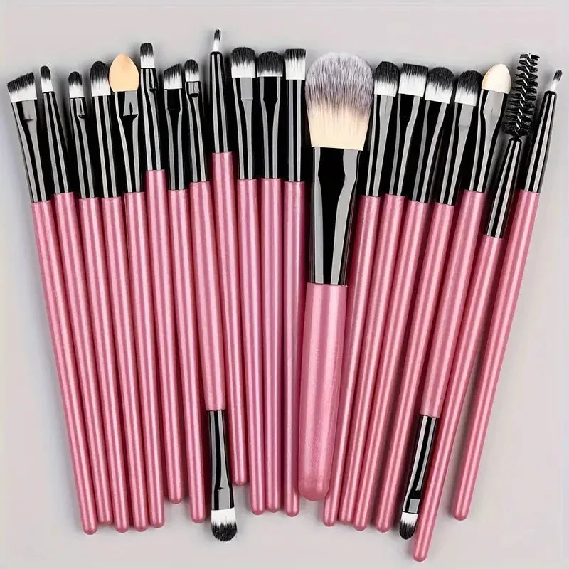 LuxuryGlow 20Pcs Professional Makeup Brush Set – Eyeliner, Blending, Foundation & More