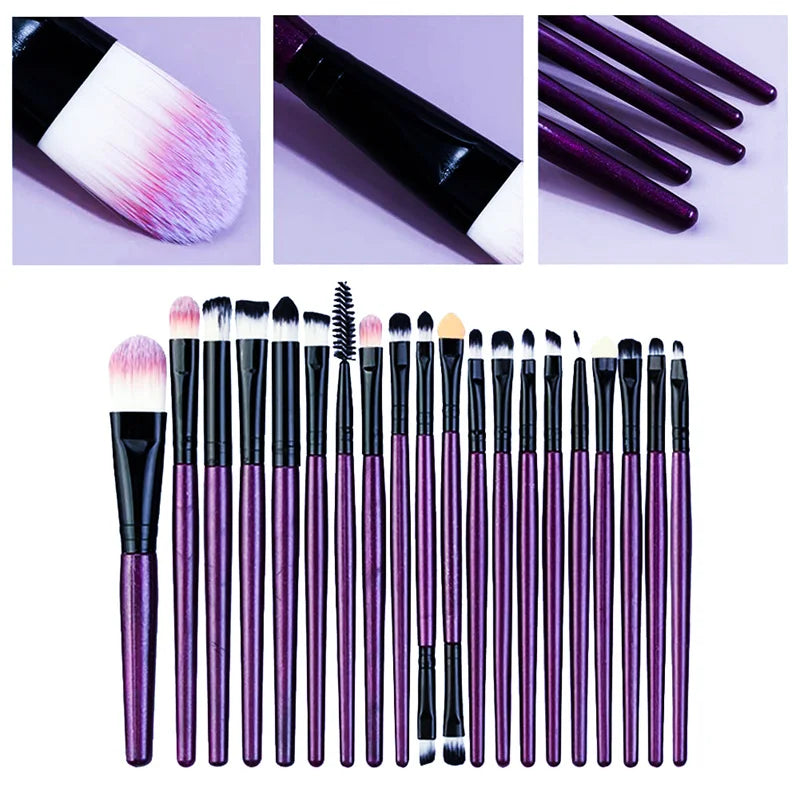LuxuryGlow 20Pcs Professional Makeup Brush Set – Eyeliner, Blending, Foundation & More