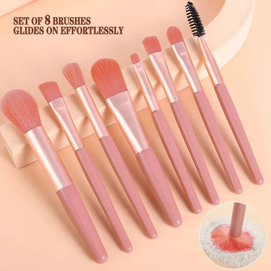 LuxuryGlow Soft Bristle Makeup Brush Set – Face & Eye Kit for Foundation & Blending