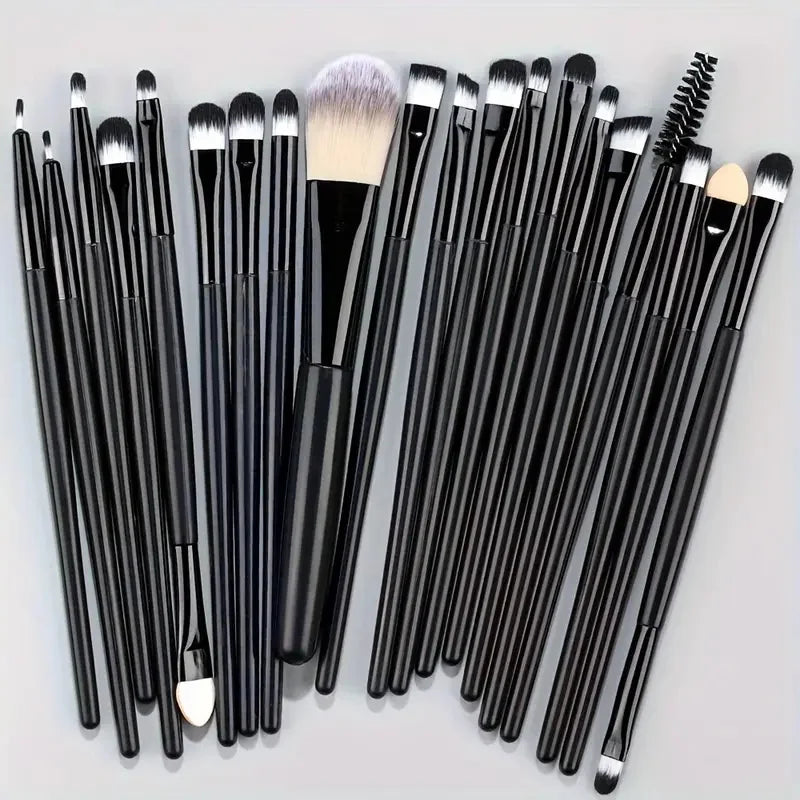 LuxuryGlow 20Pcs Professional Makeup Brush Set – Eyeliner, Blending, Foundation & More