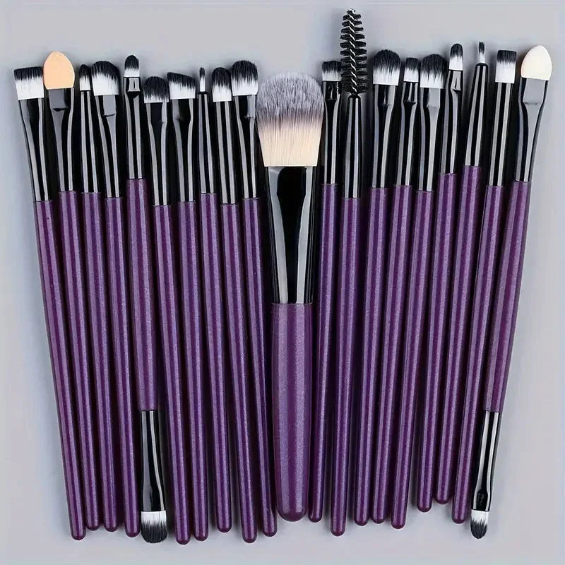 LuxuryGlow 20Pcs Professional Makeup Brush Set – Eyeliner, Blending, Foundation & More