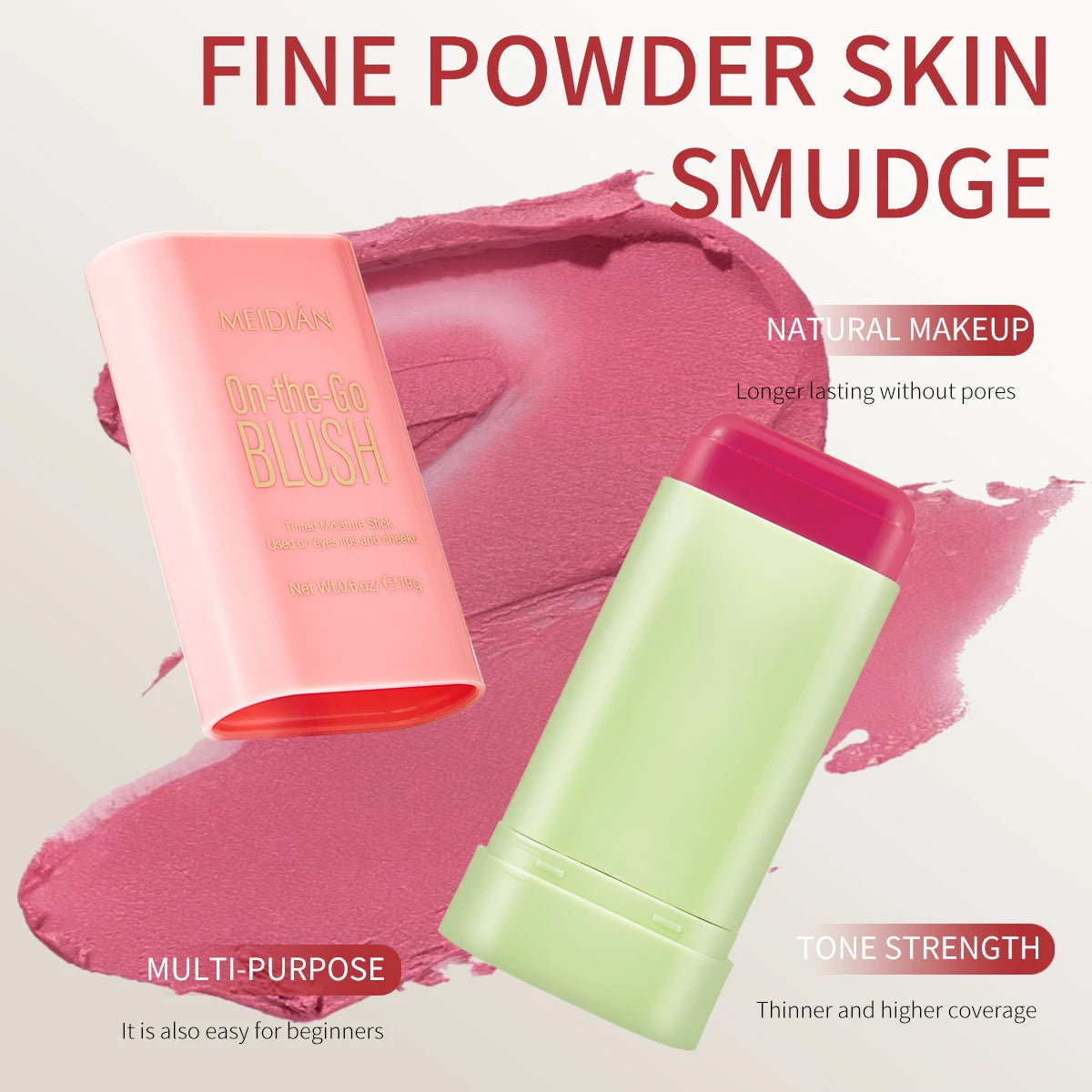LuxuryGlow 3-in-1 Waterproof Blush Stick | Lipstick, Eyeshadow & Cheek Color