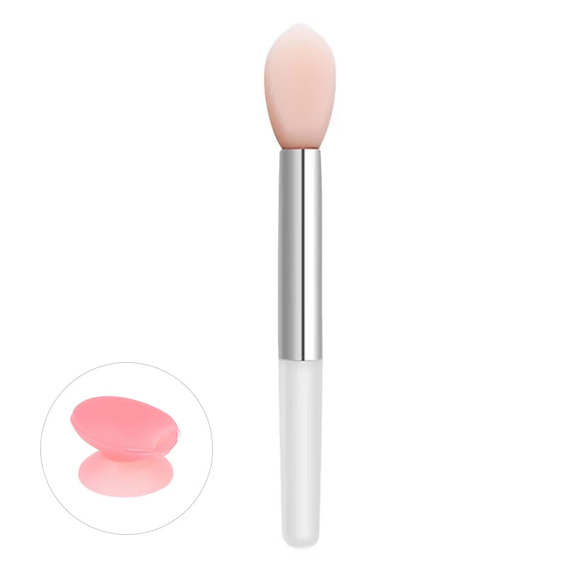 Aplicador de mascarilla labial de silicona LuxuryGlow con funda: cepillo higiénico para bálsamo labial y mascarilla