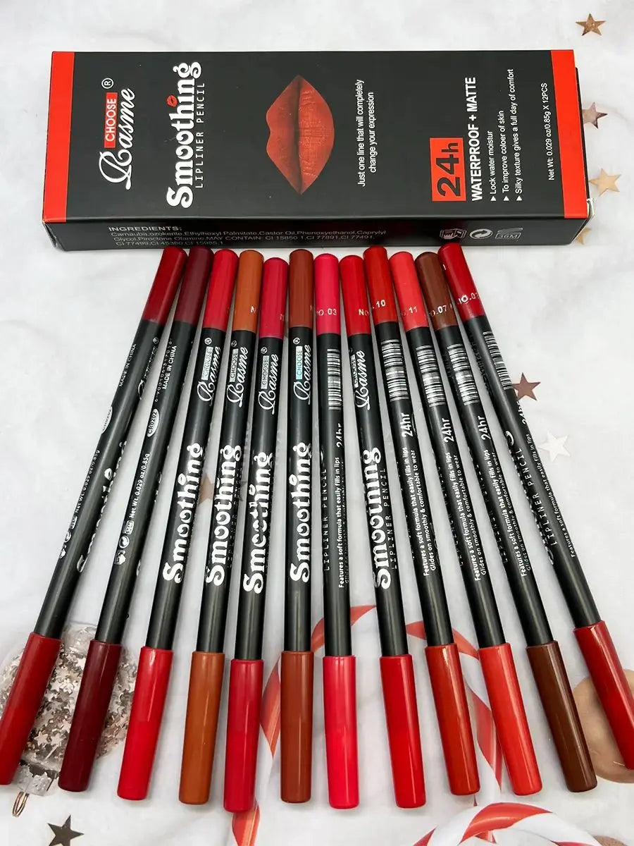 CHOOSE RASME - Set de 12 labiales mate de larga duración con delineador de labios - Caja de regalo para mujer