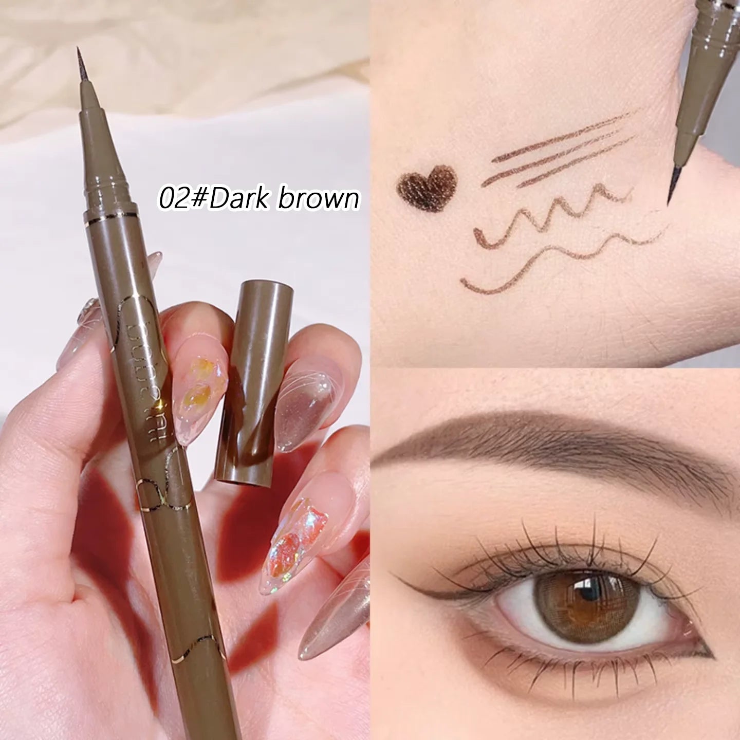LuxuryGlow Waterproof Brown Liquid Eyeliner Pen – Long-Lasting, Smudge-Proof, Easy for Beginners