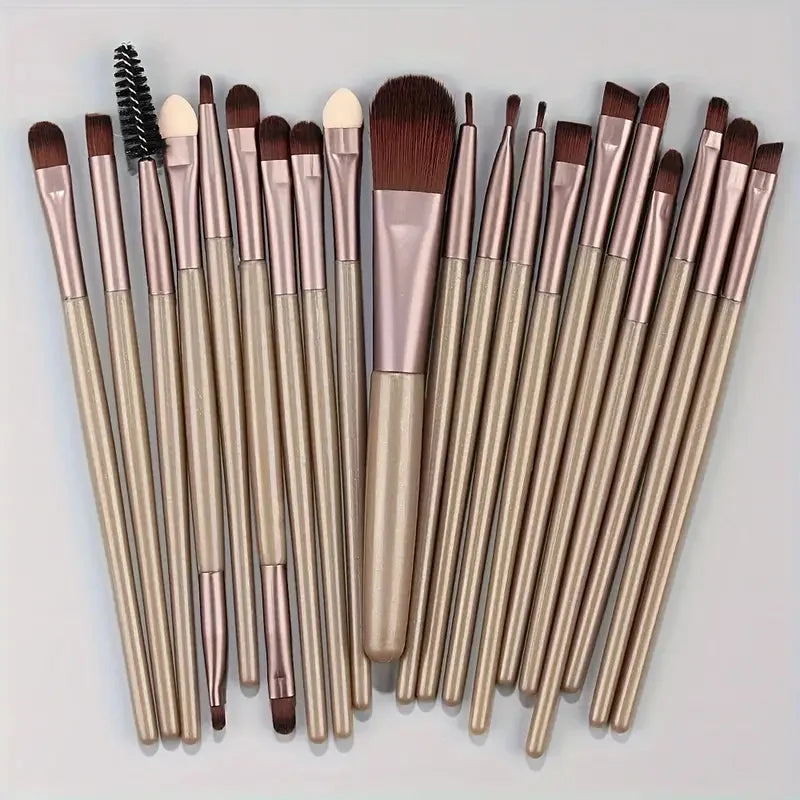LuxuryGlow 20Pcs Professional Makeup Brush Set – Eyeliner, Blending, Foundation & More