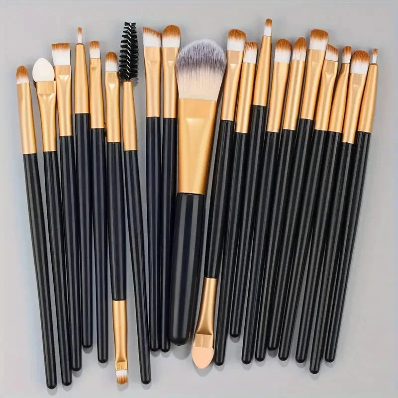 LuxuryGlow 20Pcs Professional Makeup Brush Set – Eyeliner, Blending, Foundation & More