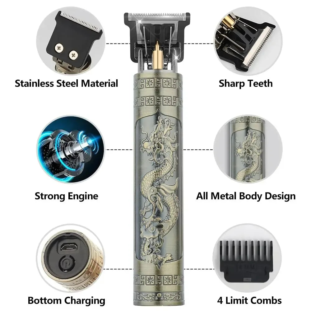 LuxuryGlow T9 USB Rechargeable Hair Clipper – Precision Beard & Hair Trimmer for Men
