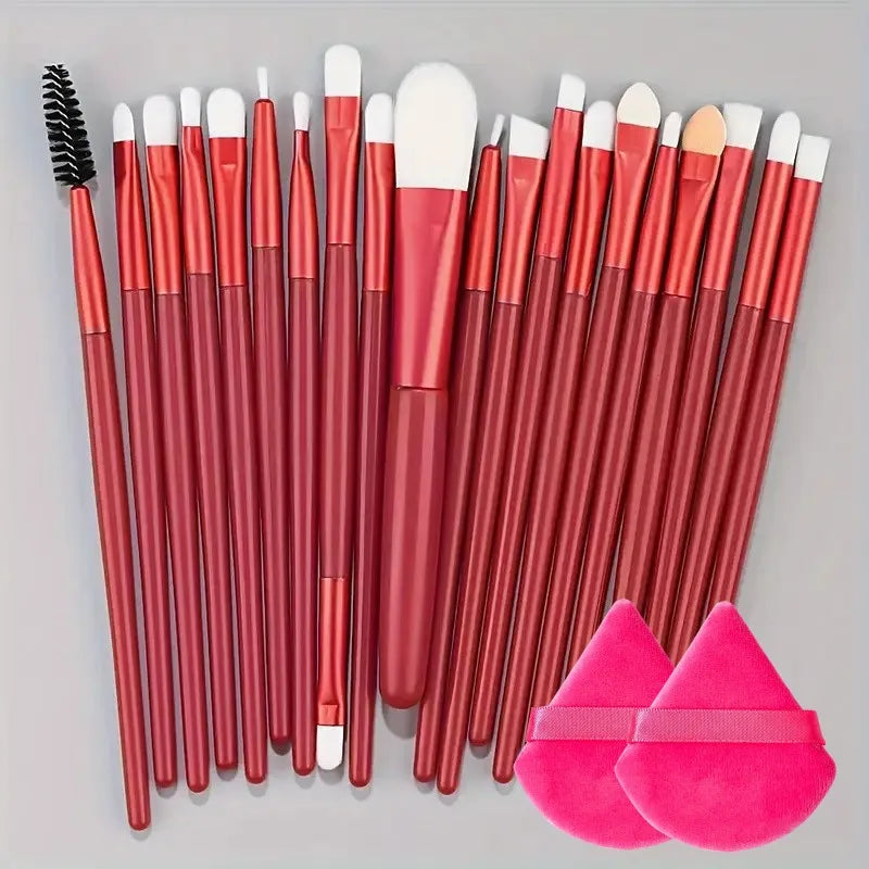 LuxuryGlow 20Pcs Professional Makeup Brush Set – Eyeliner, Blending, Foundation & More