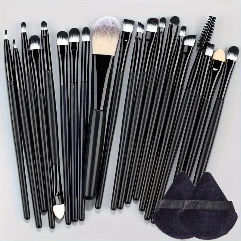 LuxuryGlow 20Pcs Professional Makeup Brush Set – Eyeliner, Blending, Foundation & More