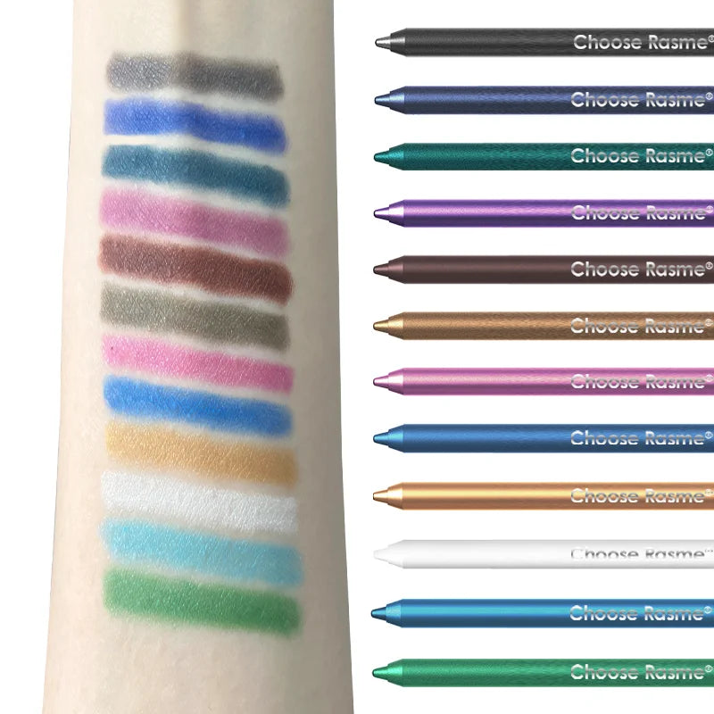 CHOOSE RASME 12-Color Glitter & Shimmer Eyeliner Pencil Set – Long-Lasting & Smooth Application