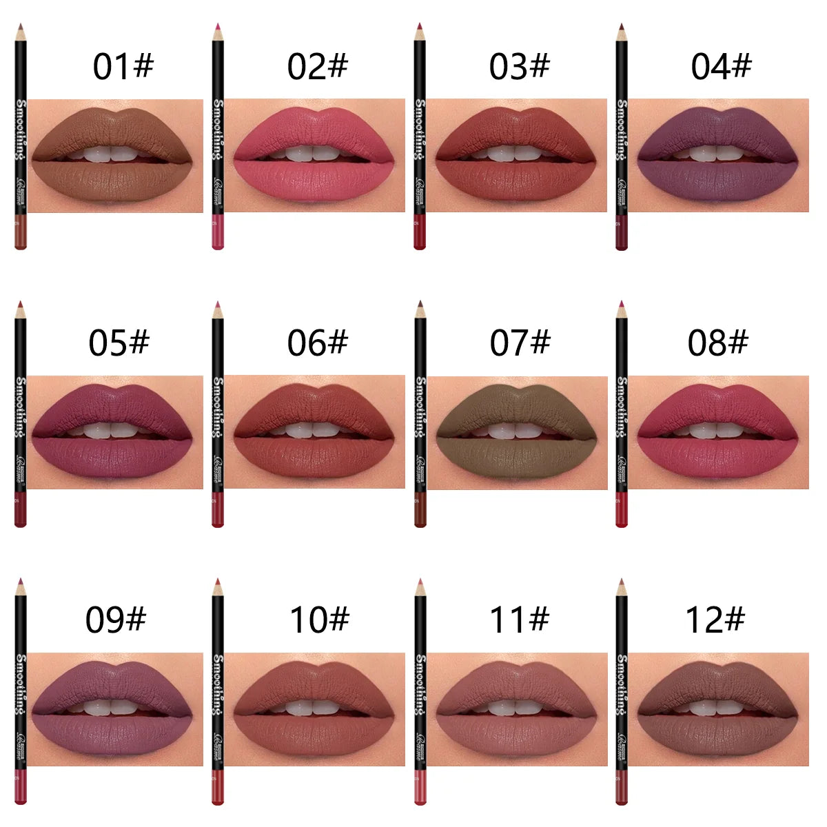 CHOOSE RASME - Set de 12 labiales mate de larga duración con delineador de labios - Caja de regalo para mujer