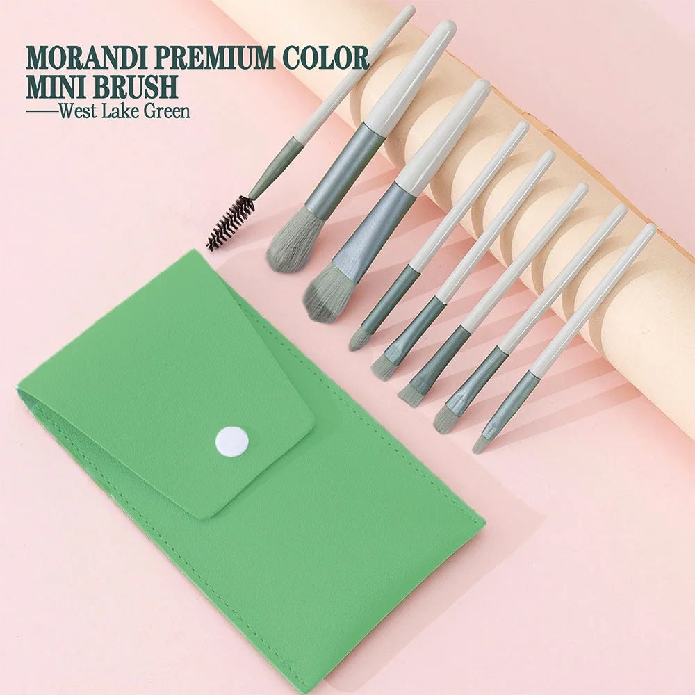 LuxuryGlow 8PCS Soft Makeup Brush Set | Kabuki Foundation, Blush & Eyeshadow
