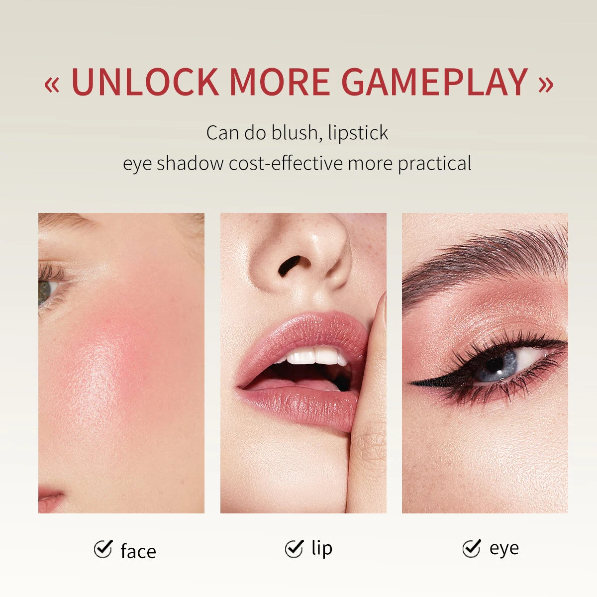 LuxuryGlow 3-in-1 Waterproof Blush Stick | Lipstick, Eyeshadow & Cheek Color