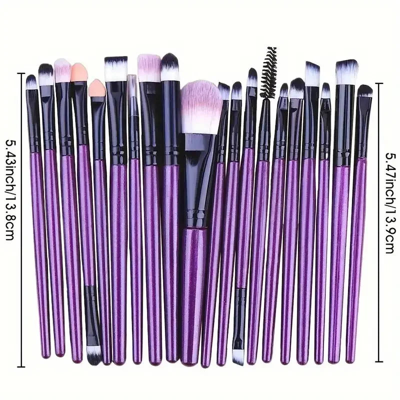LuxuryGlow 20Pcs Professional Makeup Brush Set – Eyeliner, Blending, Foundation & More