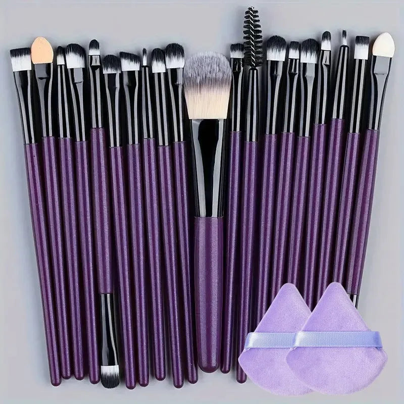 LuxuryGlow 20Pcs Professional Makeup Brush Set – Eyeliner, Blending, Foundation & More