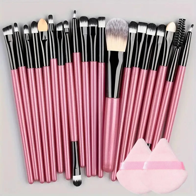 LuxuryGlow 20Pcs Professional Makeup Brush Set – Eyeliner, Blending, Foundation & More