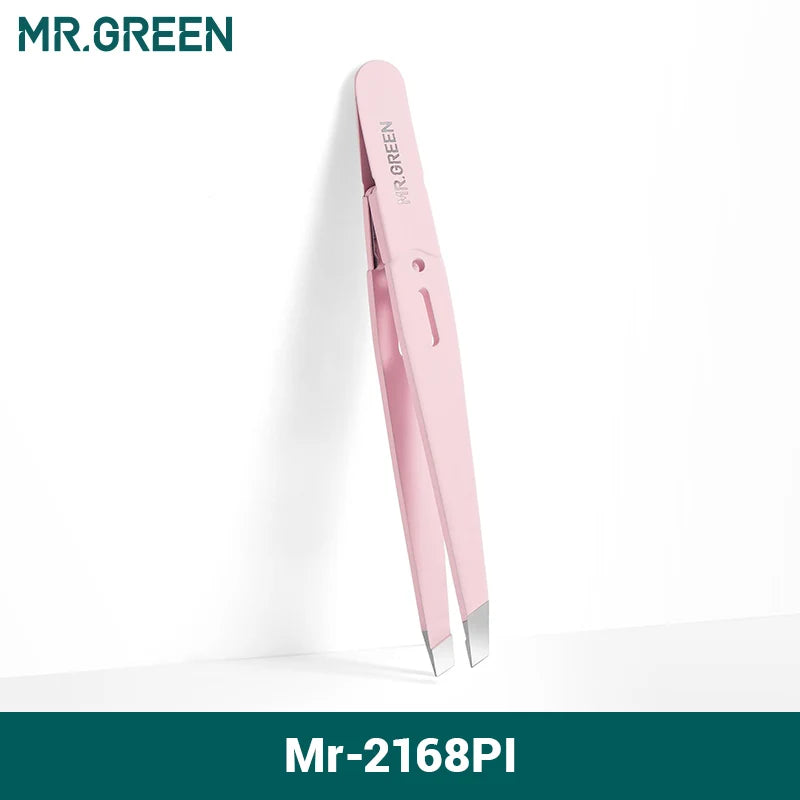 ملقط حواجب دقيق من MR.GREEN - طرف مائل من الفولاذ المقاوم للصدأ لإزالة الشعر والعناية به