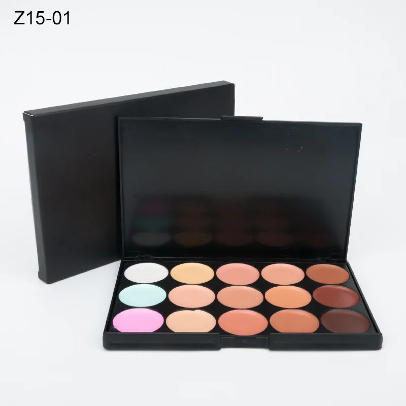VERONNI 15-Color Cream Concealer Contour Palette – Full Coverage & Waterproof