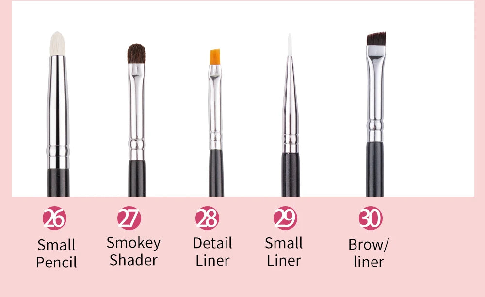BEILI 30pcs Black Makeup Brush Set – Goat Hair & Synthetic Professional Kit C150