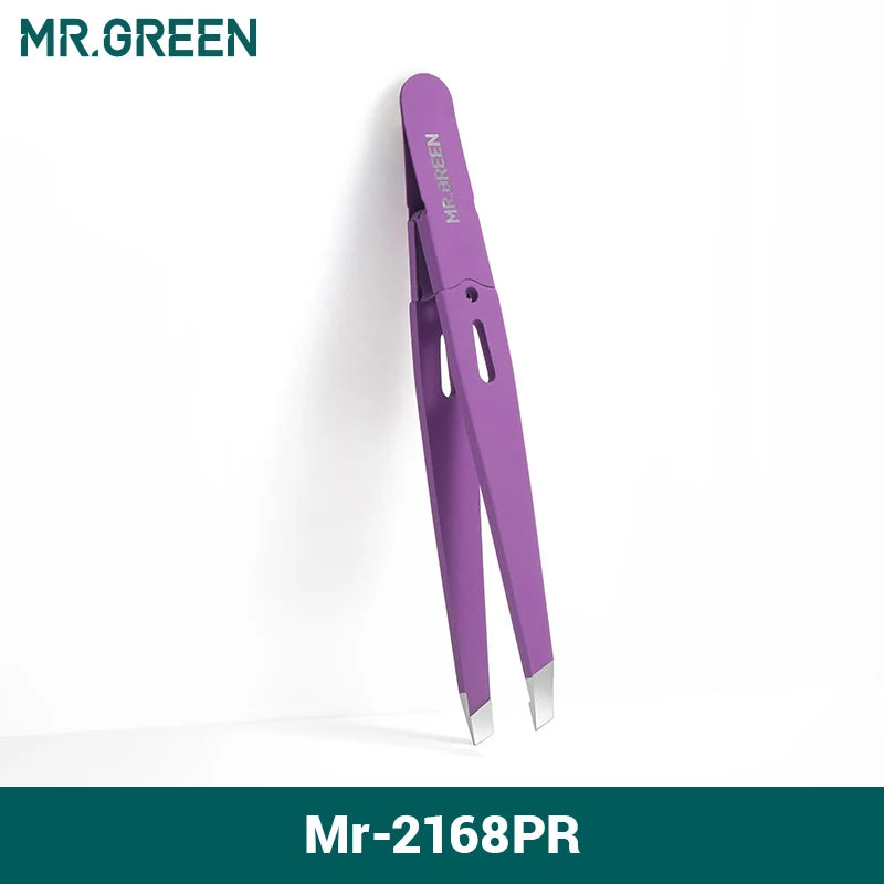 ملقط حواجب دقيق من MR.GREEN - طرف مائل من الفولاذ المقاوم للصدأ لإزالة الشعر والعناية به