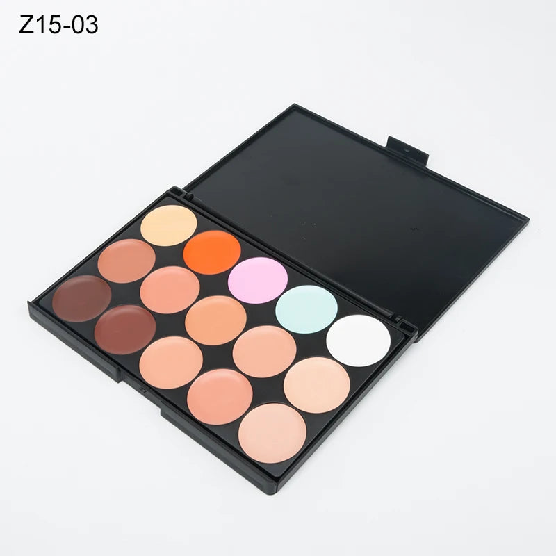 VERONNI 15-Color Cream Concealer Contour Palette – Full Coverage & Waterproof