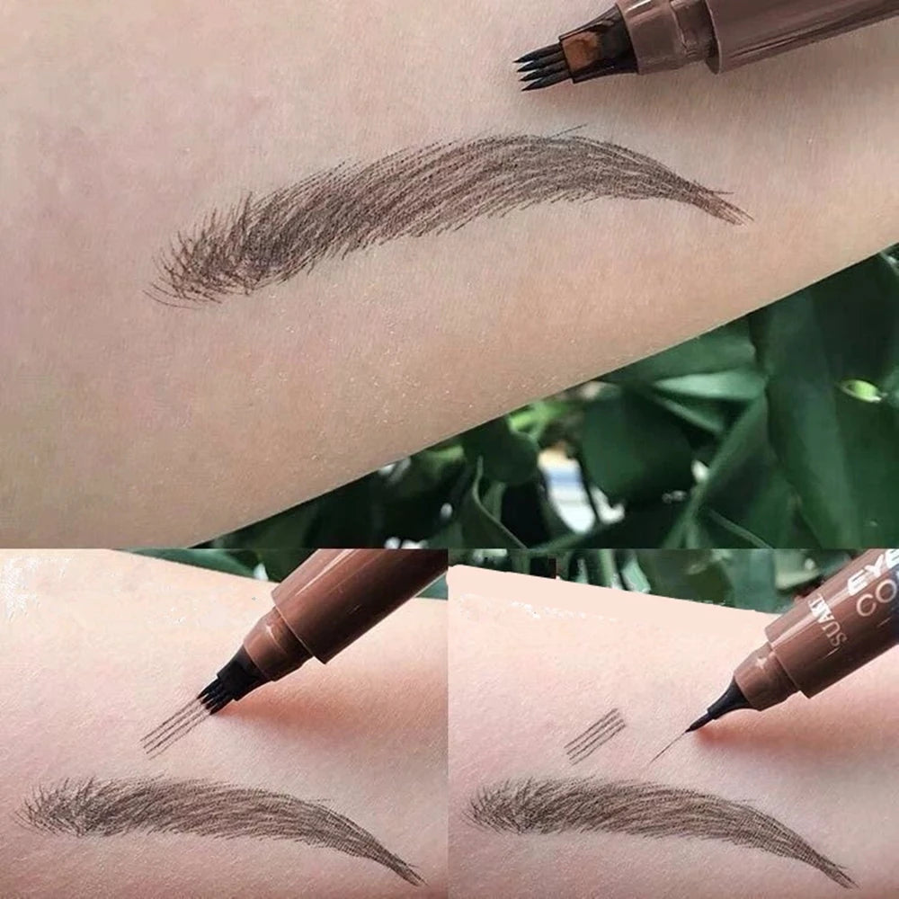 قلم حواجب ميكروبليدنج 4D من لاكجري جلو - قلم حواجب وشم مقاوم للماء بأربعة شوكات
