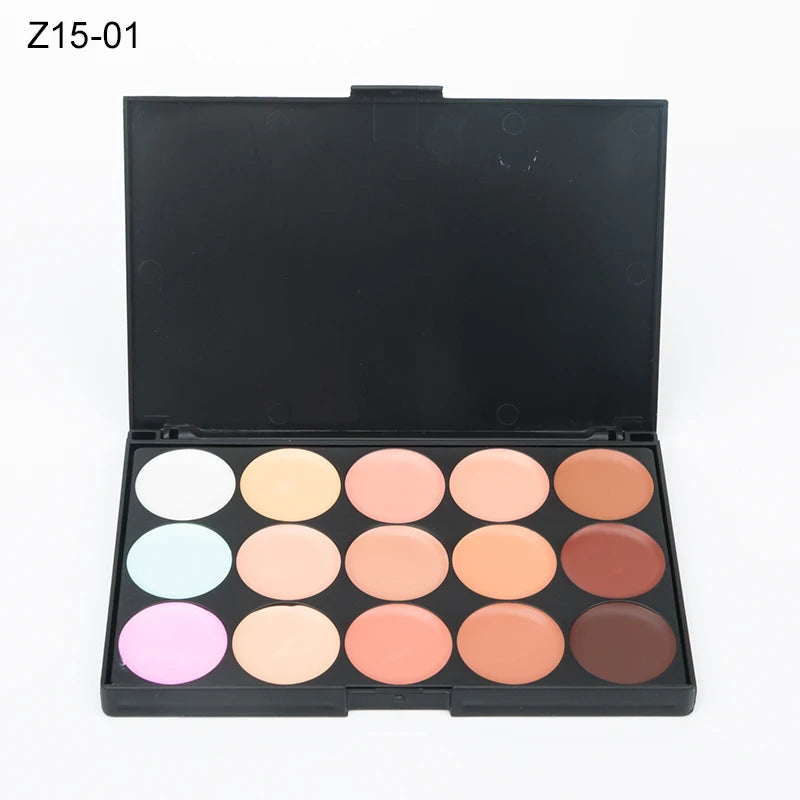 VERONNI 15-Color Cream Concealer Contour Palette – Full Coverage & Waterproof