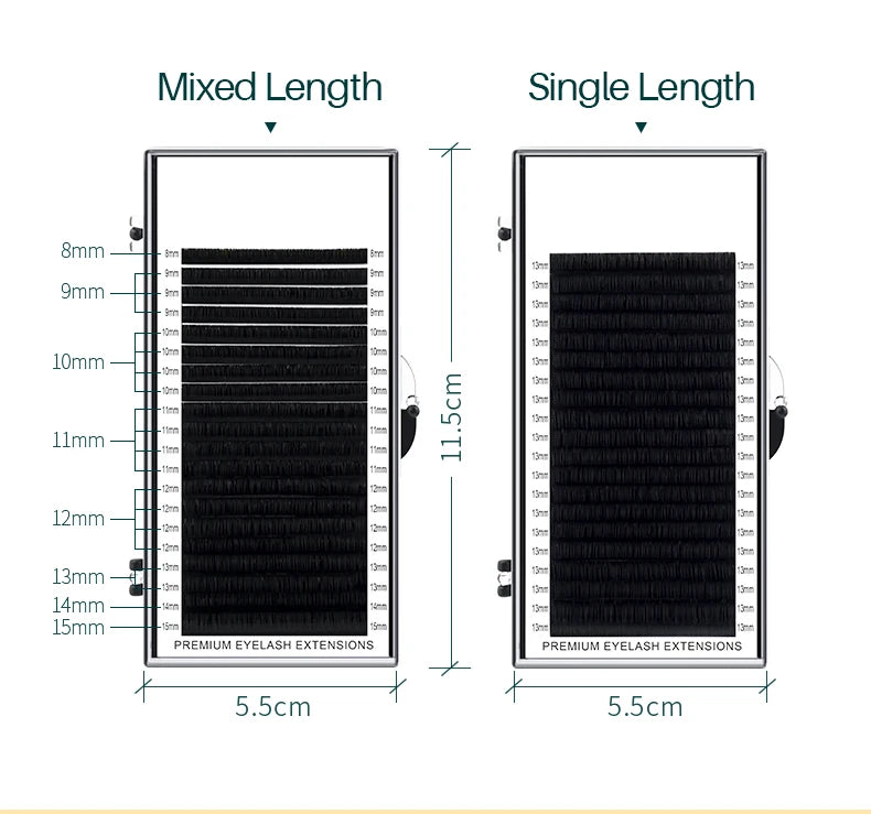 LuxuryGlow 20 Rows Individual Eyelash Extensions – Soft Faux Mink Lashes Natural Look C165