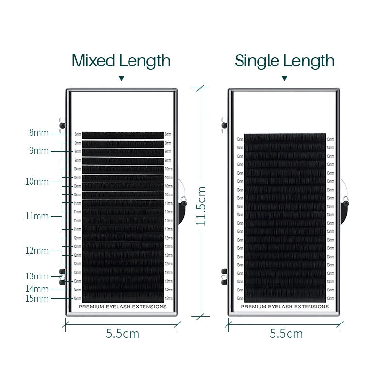 H&L Classic Faux Individual Eyelash Extensions – 20 Rows Soft Black Lashes C60